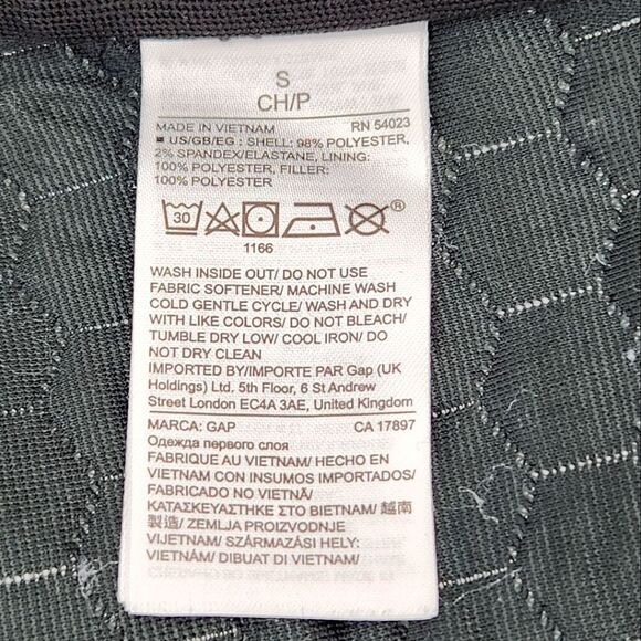 GAP Fit Jacquard Quilted Bomber Jacket Womens Size Small Black White Hexagon - Picture 8 of 9